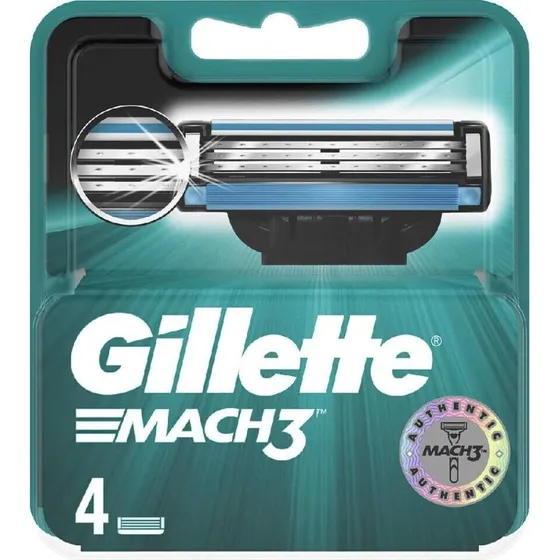 Gillette Mach3 Cargador con 4 Recambios de Cuchillas