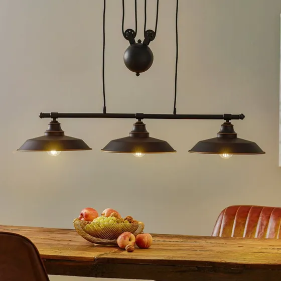 Westinghouse Lámpara Colgante Iron Hill, Negra, 3 Luces E27
