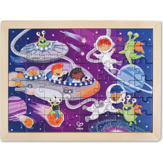 Hape Puzzle de Madera Amigos en el Espacio 2 en 1