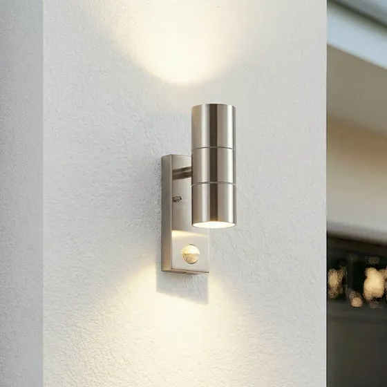 Lindby Eyrin Aplique de Pared Exterior con Sensor en Acero Inoxidable