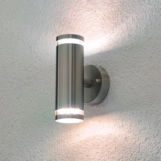 Lindby Tiberius Aplique de Pared Exterior de Acero Inoxidable