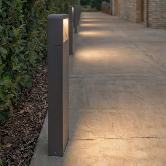 Lucande Lámpara de Jardín Leya H65 - Bolardo LED Gris Grafito
