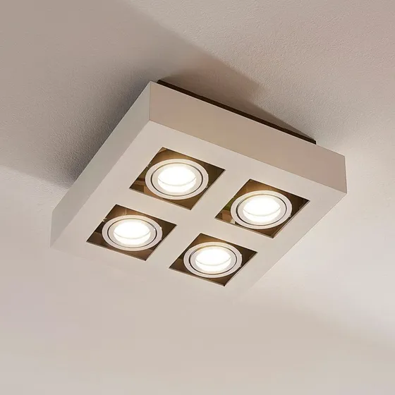 Arcchio Vince Lámpara de Techo Cuadrada Blanca - 4 Luces GU10