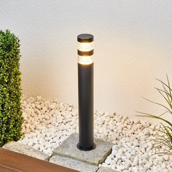 Lindby Bolardo Luminoso LED Lanea, 60 cm, Negro, Acero Inoxidable