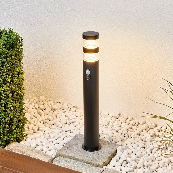 Lindby Bolardo Luminoso LED Lanea 60 cm Negro con Sensor IP44