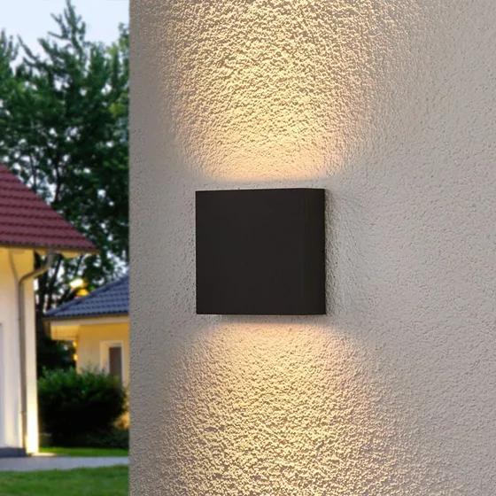 Lucande Trixy Aplique de Pared LED Exterior Cuadrado - Grafito