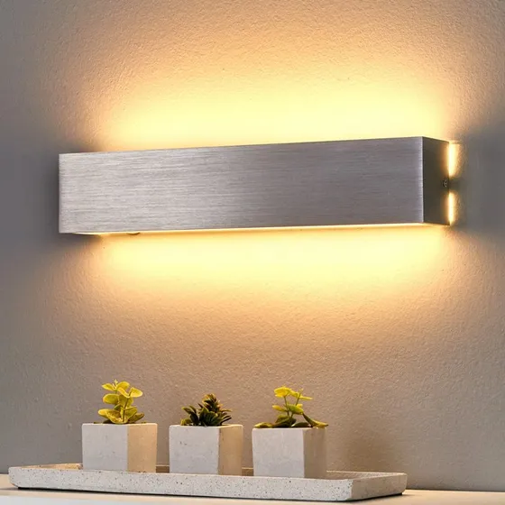Aplique de pared LED Lindby Ranik, 40 cm, Aluminio Cepillado
