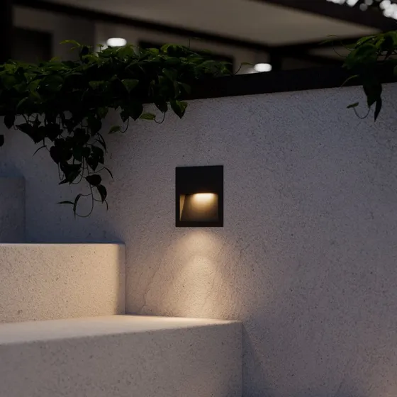 Lucande Loya Square Lámpara Empotrable Exterior IP54 Gris Oscuro