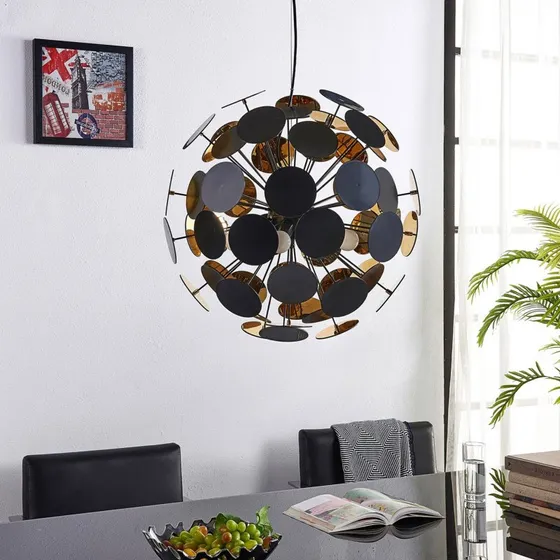 Lámpara Colgante Lindby Kinan Black/Gold - Diseño Moderno