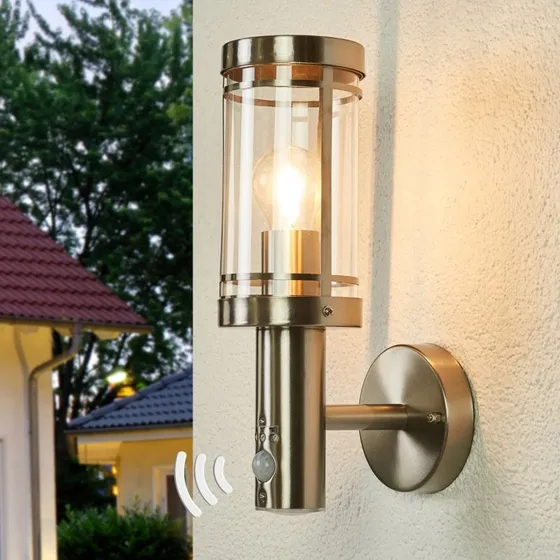 Djori Aplique de Pared Exterior con Sensor Lindby en Acero Inoxidable