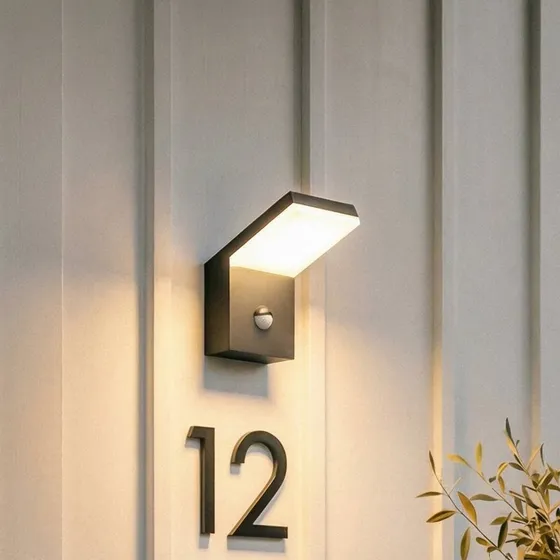 Arcchio Aplique LED Exterior Yolena con Sensor, Antracita, Aluminio