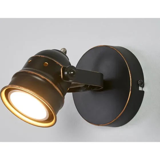 Lindby Leonor Aplique de Pared Negro y Dorado con Efecto Antiguo