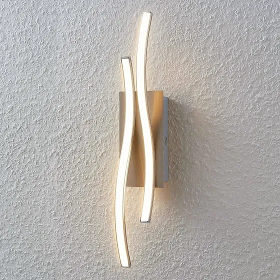 Lindby Safia Aplique de Pared LED Níquel y Blanco - 45 cm