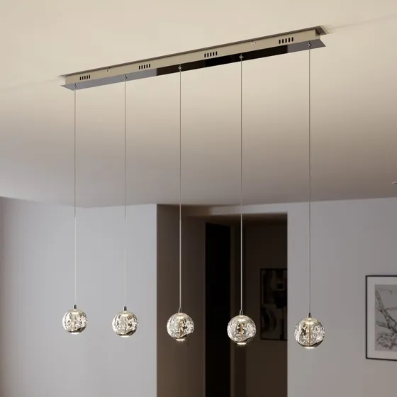 Lucande Lámpara Colgante LED Hayley 96 cm - Cromo y Cristal