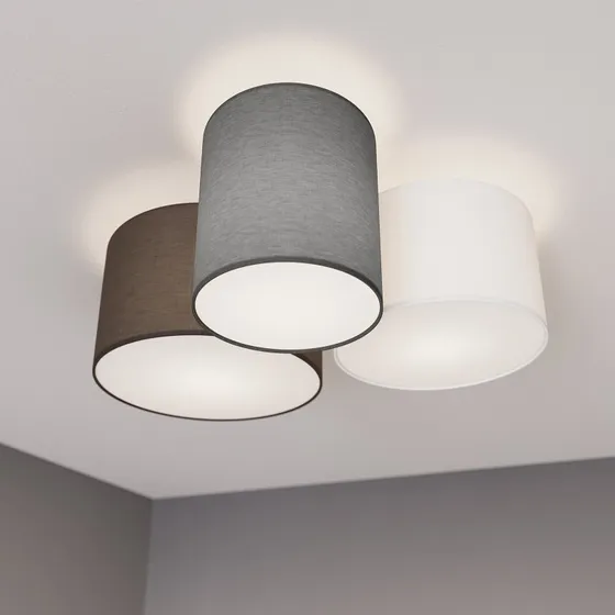 Lindby Plafón Laurenz 3 Luces - Gris, Blanco y Marrón - Estilo Boho