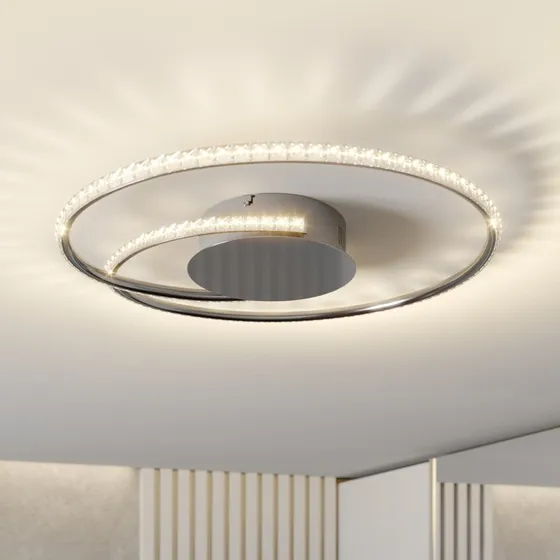 Lindby Lámpara de Techo LED Joline Ø45 Cromo y Cristal