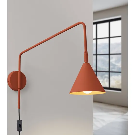 SOLLUX LIGHTING Aplique de pared LYS, ocre, Ø 14 cm, acero, E14