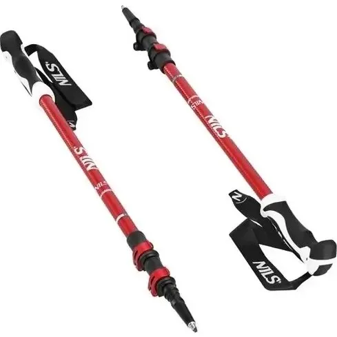 NILS TK8601 Bastón de Trekking de Aluminio Rojo (63-135 cm)