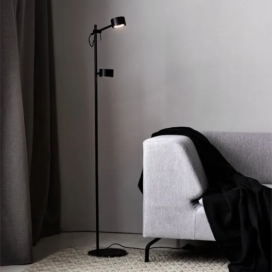 Nordlux Lámpara de Pie LED Clyde Black - Estilo Nórdico con Atenuador