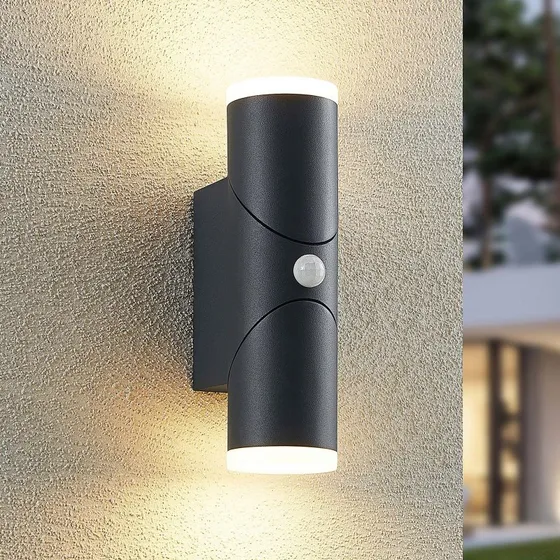 Lindby Aspyn Aplique Exterior LED con Sensor - Gris Oscuro