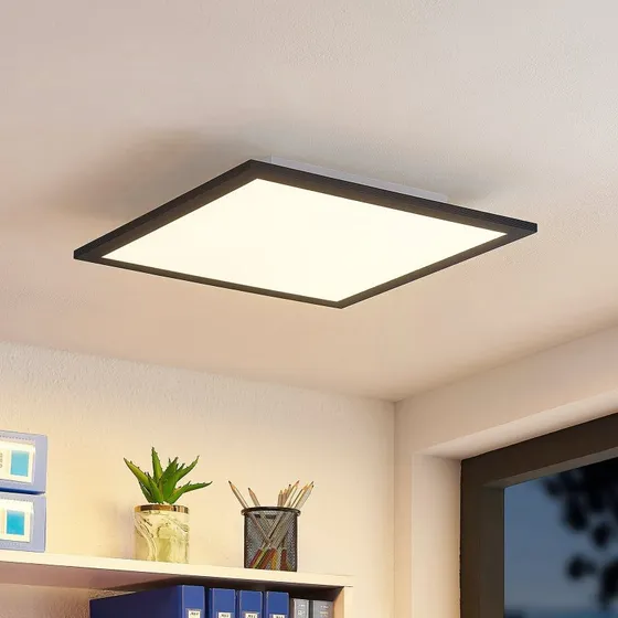 Lindby Lámpara de Techo LED Nelios 40x40 Negro CCT Regulable