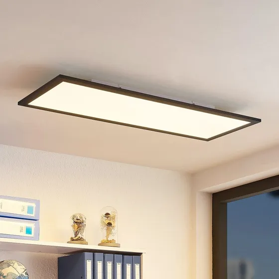 Lindby Lámpara de Techo LED Nelios 80x30cm Negro CCT