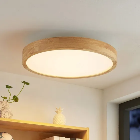 Lindby Plafón LED Lanira CCT de Madera de Roble - Ø 50 cm