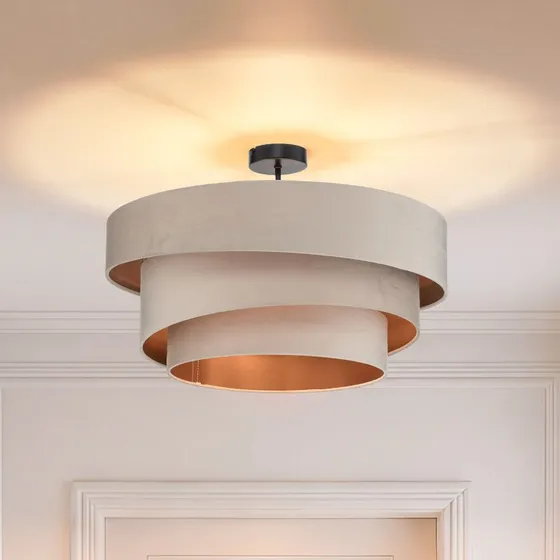 Lindby Jusari Lámpara de Techo en Color Crema con Pantalla de Tejido Ø 56 cm