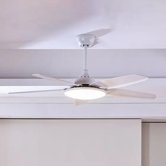 Ventilador de techo LED Lucande Divian, blanco, silencioso, CCT