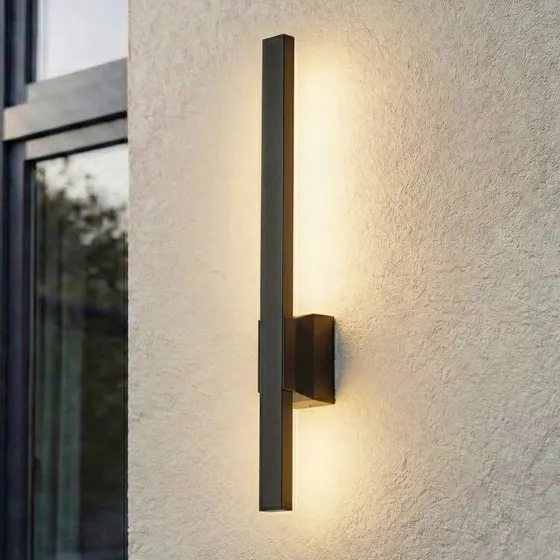 Lindby Aplique LED Exterior Sakari Negro Aluminio 50 cm