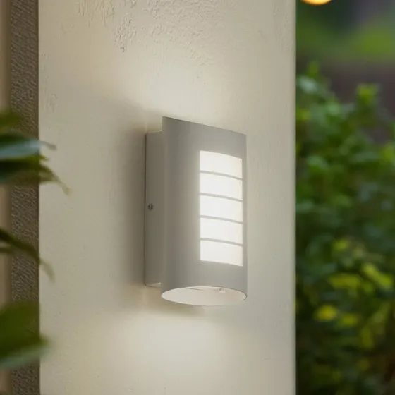 Lindby Aplique LED Exterior Ismael, Blanco, Aluminio, 26,8 cm