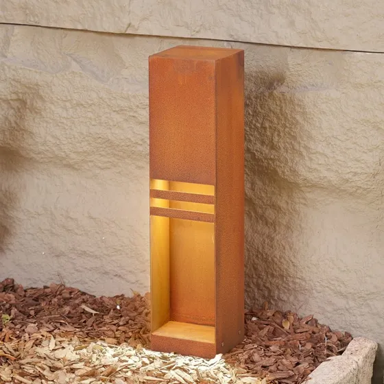 Lucande Bolardo LED Oxido H50 - Acero Corten para Exterior
