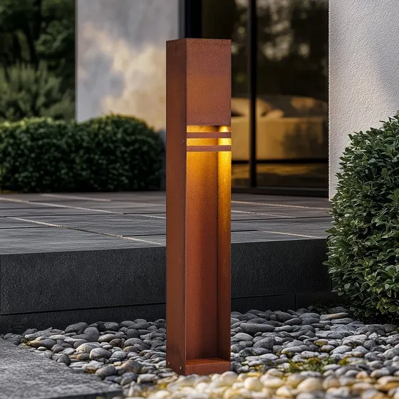 Lucande Bolardo LED Oxido H80 - Acero Corten para Exterior