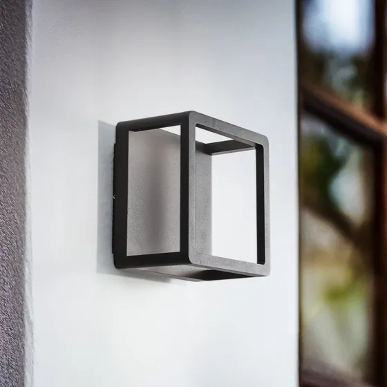 Aplique LED Exterior Lucande Thorvid Negro 18 cm