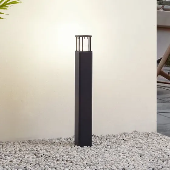 Lucande Dakil Pilona LED Negra - Bolardo de Aluminio Moderno