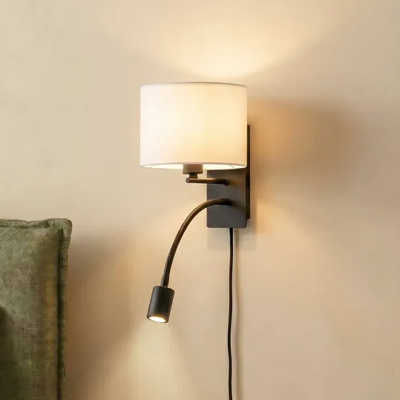 Lindby Aplique de Pared Florens 23,5 cm - Lámpara de Lectura LED Negro