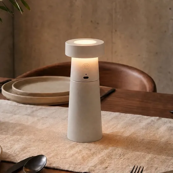 Lucande Lámpara de Mesa LED Salt Gris Claro Recargable IP44