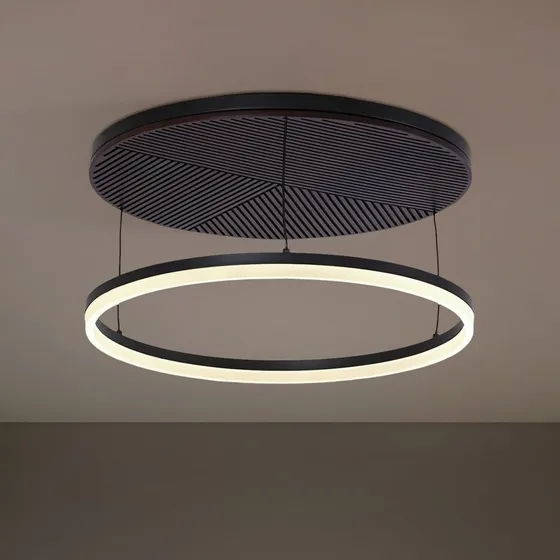 Lucande Plafón LED Orven Ø 50 cm Negro y Madera Atenuable