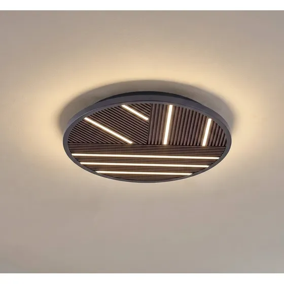 Lámpara LED de techo Orven de Lucande, madera y metal, Ø 50 cm
