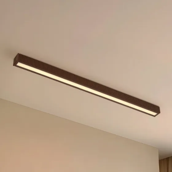 Plafón LED Lucande Emara, Roble Oscuro, Atenuable, 100 cm