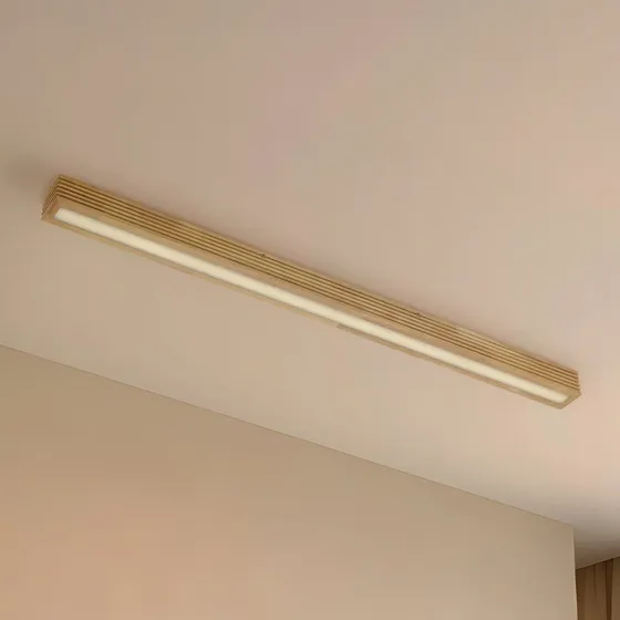Lucande Emara Plafón LED de Roble Claro, Atenuable