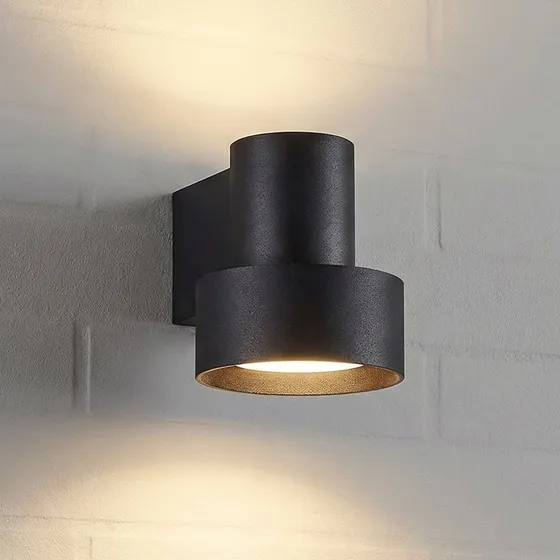Lucande Elune Aplique LED Exterior Negro Mate - Luz Arriba/Abajo