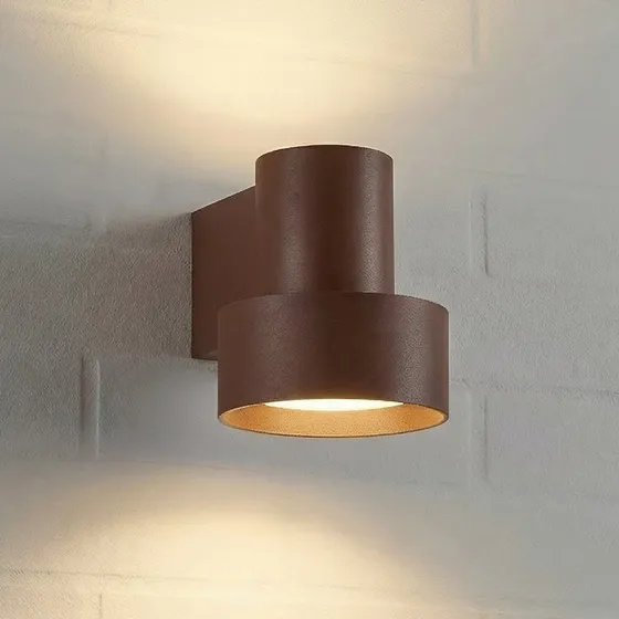 Aplique LED Exterior Lucande Elune Marrón IP44 Luz Ascendente/Descendente