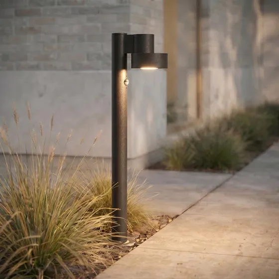 Lucande Elune Bolardo Luminoso LED Negro con Sensor IP44 77 cm