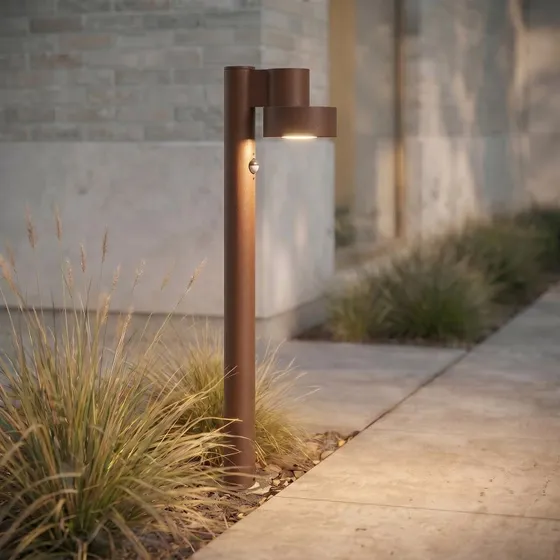 Lucande Elune Bolardo Luminoso LED Marrón con Sensor IP44 77cm