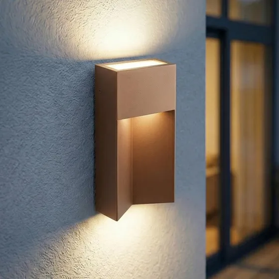Lucande Aplique LED Exterior Kaholo CCT Marrón IP44 Angular