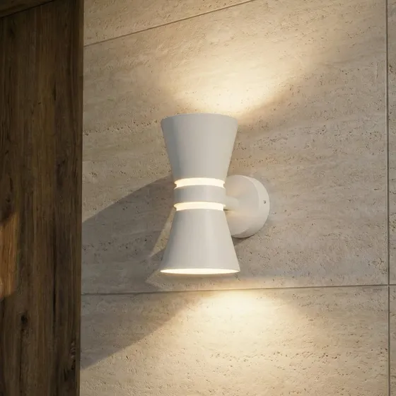 Lucande Meravi Aplique LED Exterior Blanco 2 Luces IP44