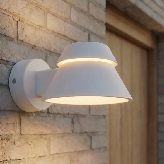 Lucande Aplique LED Moena Gris Claro - Exterior IP44