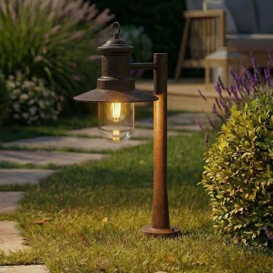 Lindby Eloretta Bolardo Luminoso de Acero Óxido, 60 cm, IP44