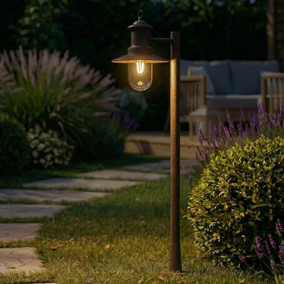 Lindby Eloretta Bolardo Luminoso de Acero, Óxido, 110 cm, IP44